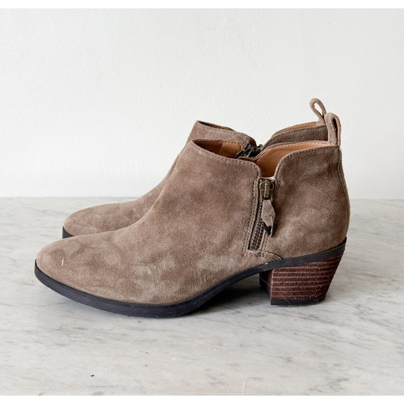 Vionic Shoes - Vionic Cecily Taupe Suede Water Resistant Ankle Boots 6.5 Wide Greige Low Heel
